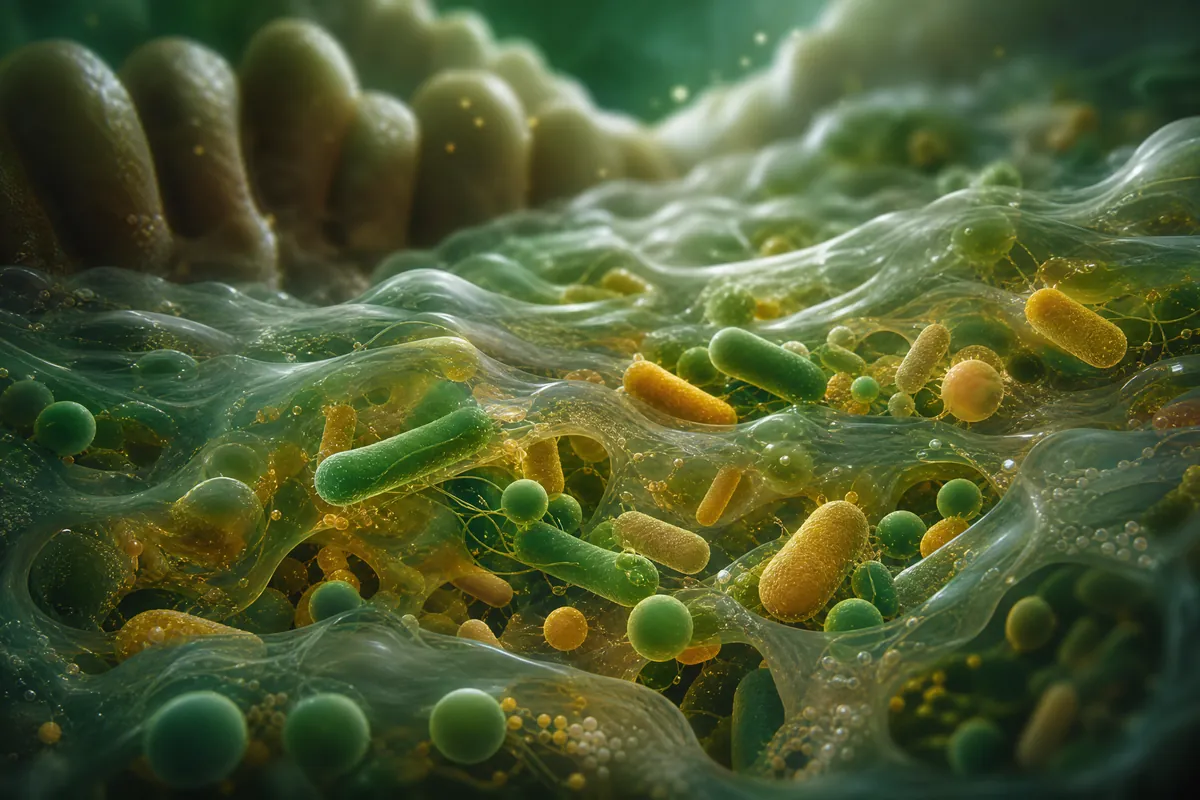 Illustration eines Biofilms im Darm